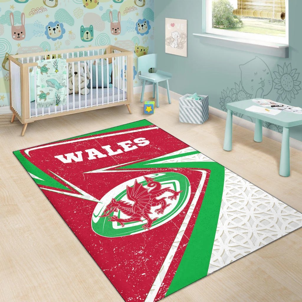 Wales Rugby Area Rug - Celtic Welsh Rugby Ball - Vibe Hoodie Shop