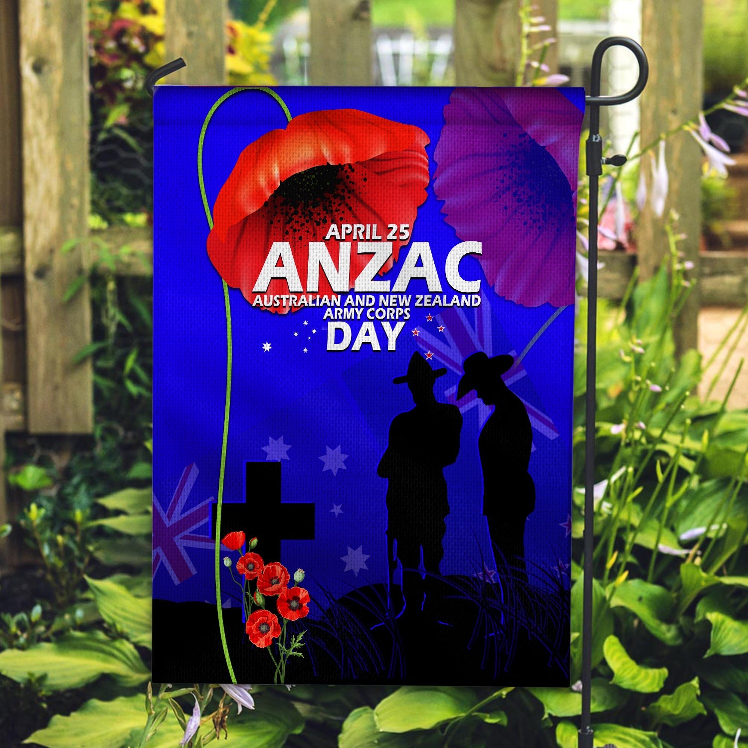 Australia and New  Zealand ANZAC Poppy Flag Lest We Forget - Vibe Hoodie Shop