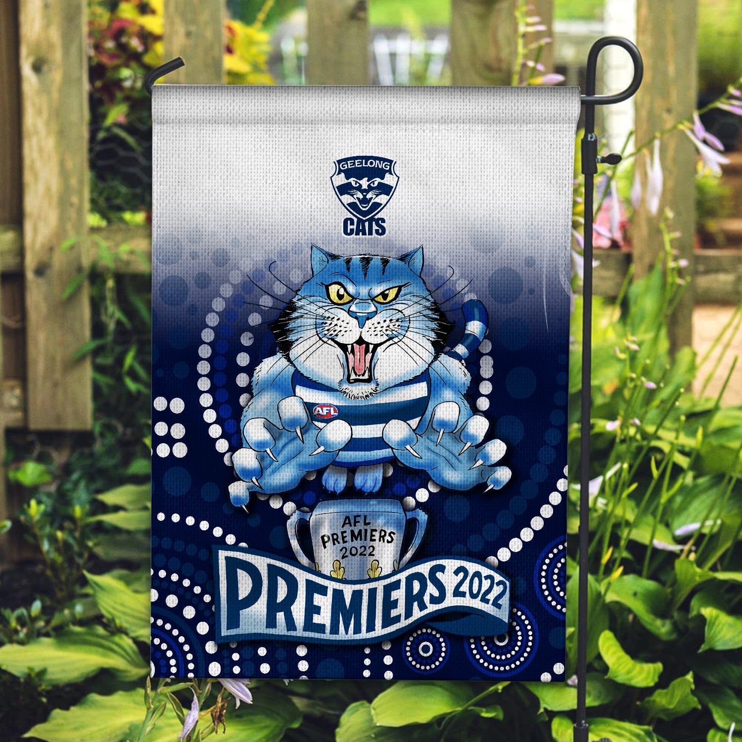 Cats Football Flag Aboriginal Australian Premiers 2022 Proud Geelong Cartoon - Vibe Hoodie Shop