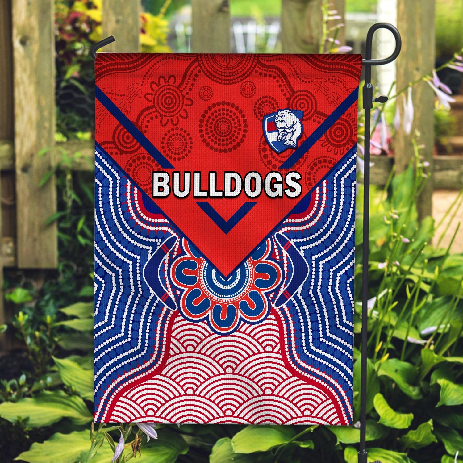 Bulldogs Football Flag Western Doggies Aboriginal Art Ver.01 - Vibe Hoodie Shop