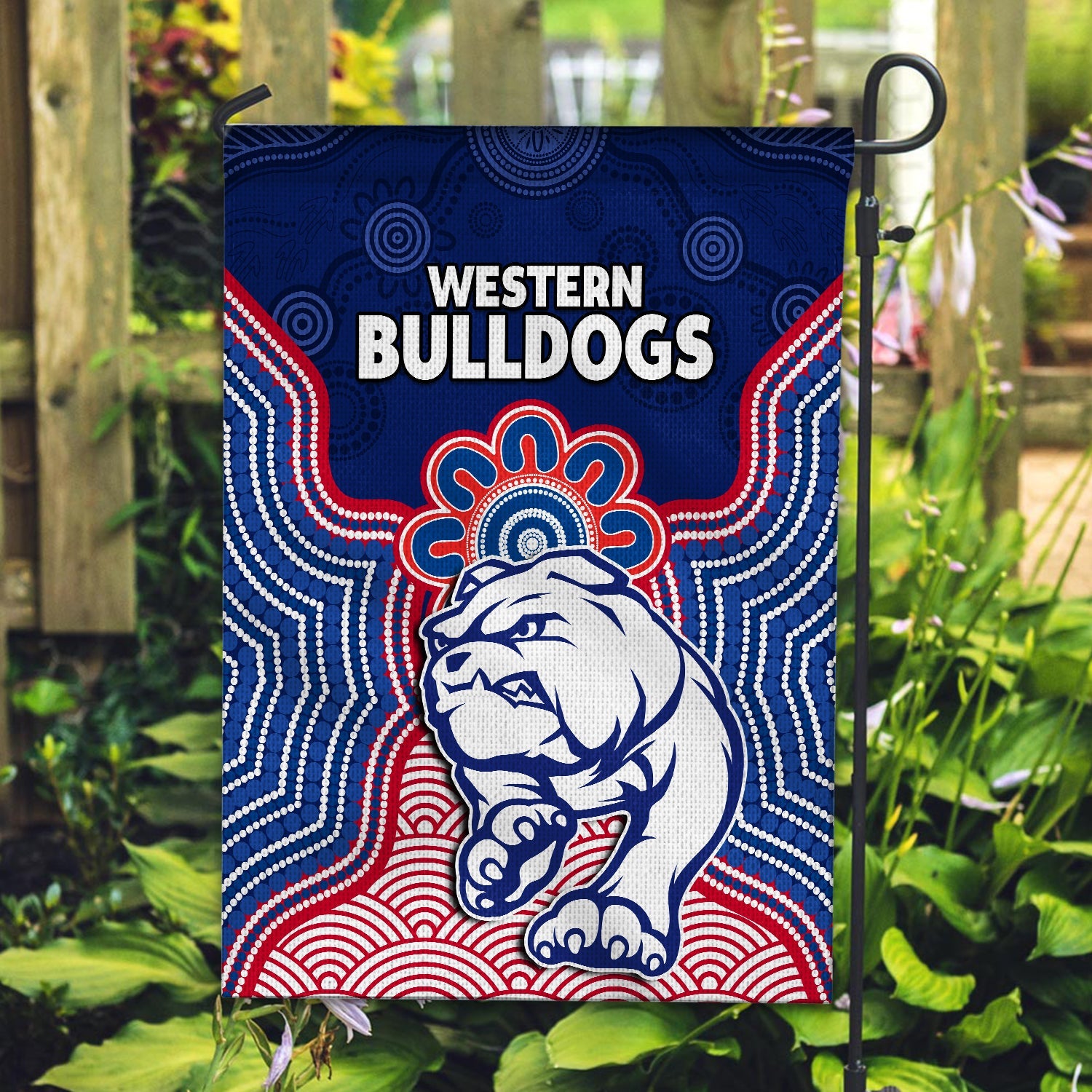 Bulldogs Football Flag Western Doggies Aboriginal Art Ver.02 - Vibe Hoodie Shop