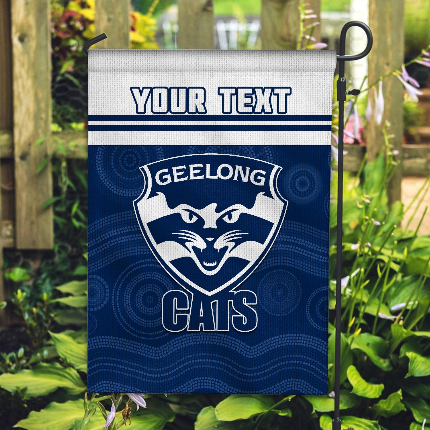 (Custom Personalised) Cats Football Flag Geelong Est 1859 Aboriginal Art - Vibe Hoodie Shop