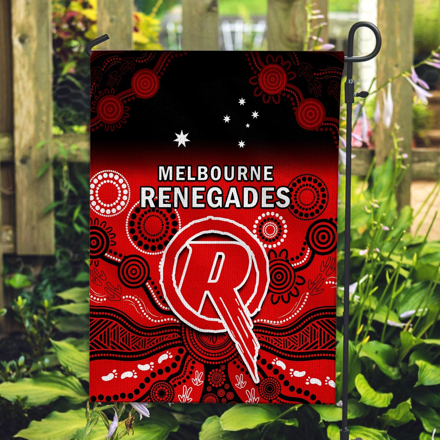 Melbourne Renegades Flag Gradient Aboriginal Dot Painting - Vibe Hoodie Shop