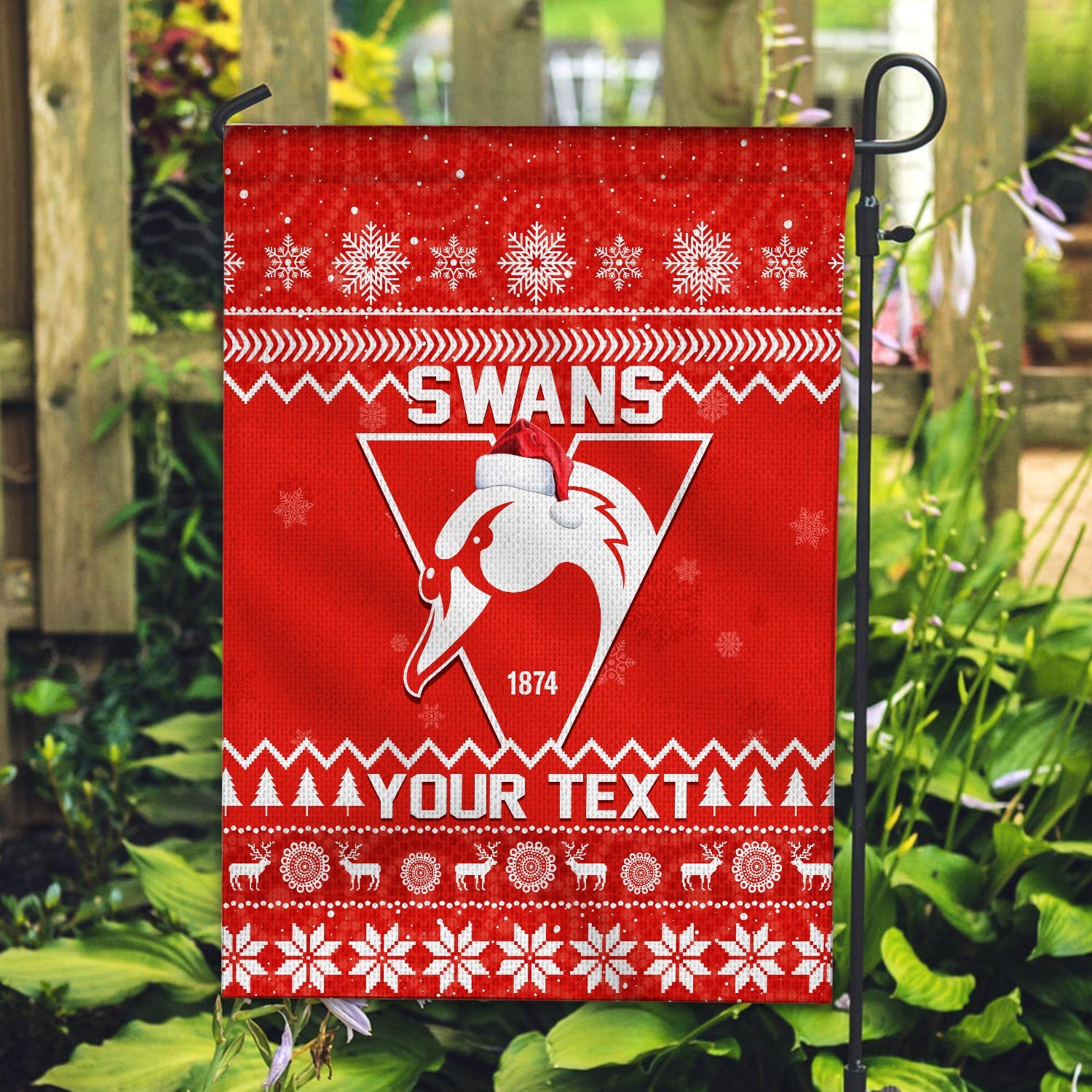 (Custom Personalised) Swans Football Christmas Flag Sydney Indigenous Merry Xmas - Vibe Hoodie Shop