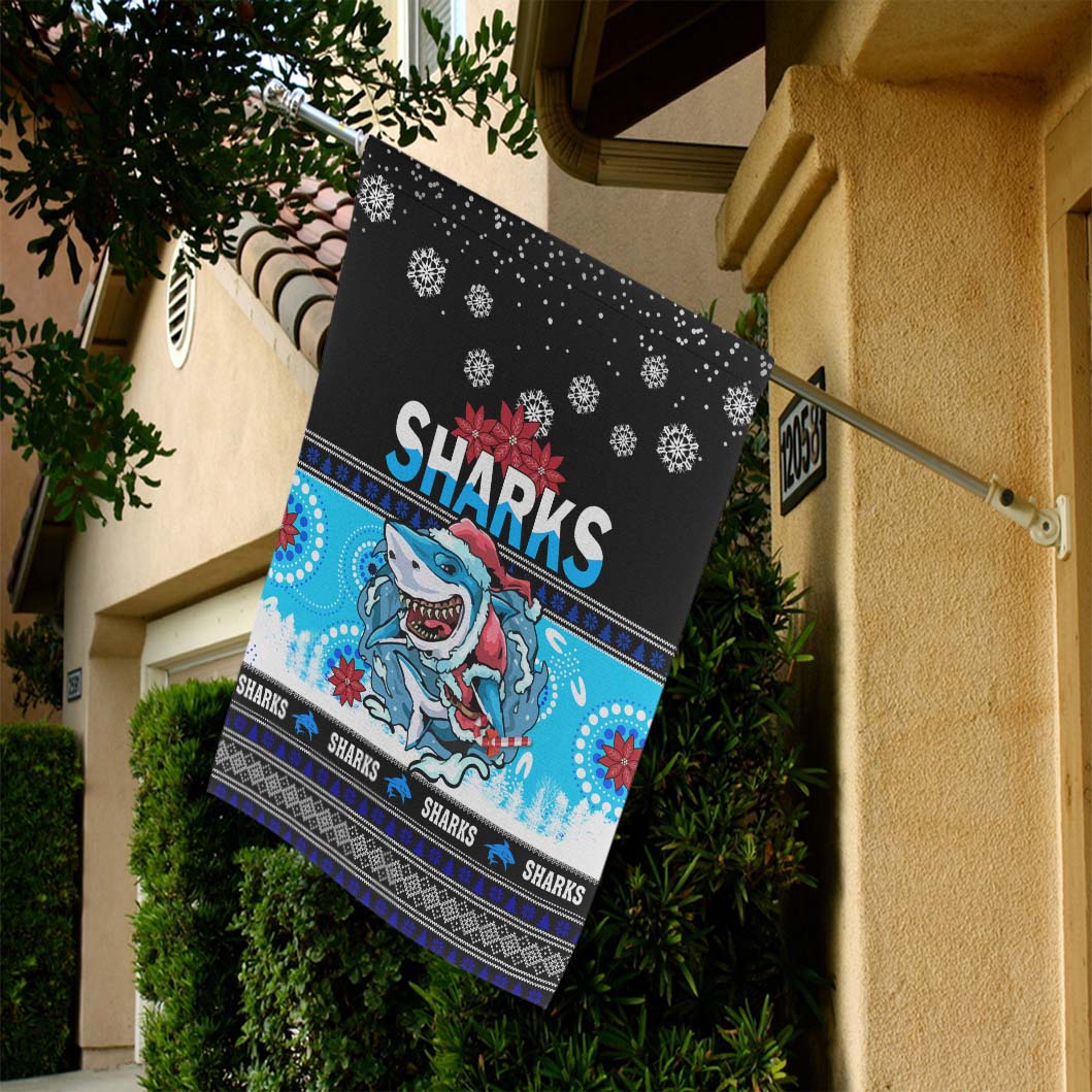 Sharks Rugby Christmas Flag - Sharks Ugly Christmas And Aboriginal Patterns Flag - Vibe Hoodie Shop