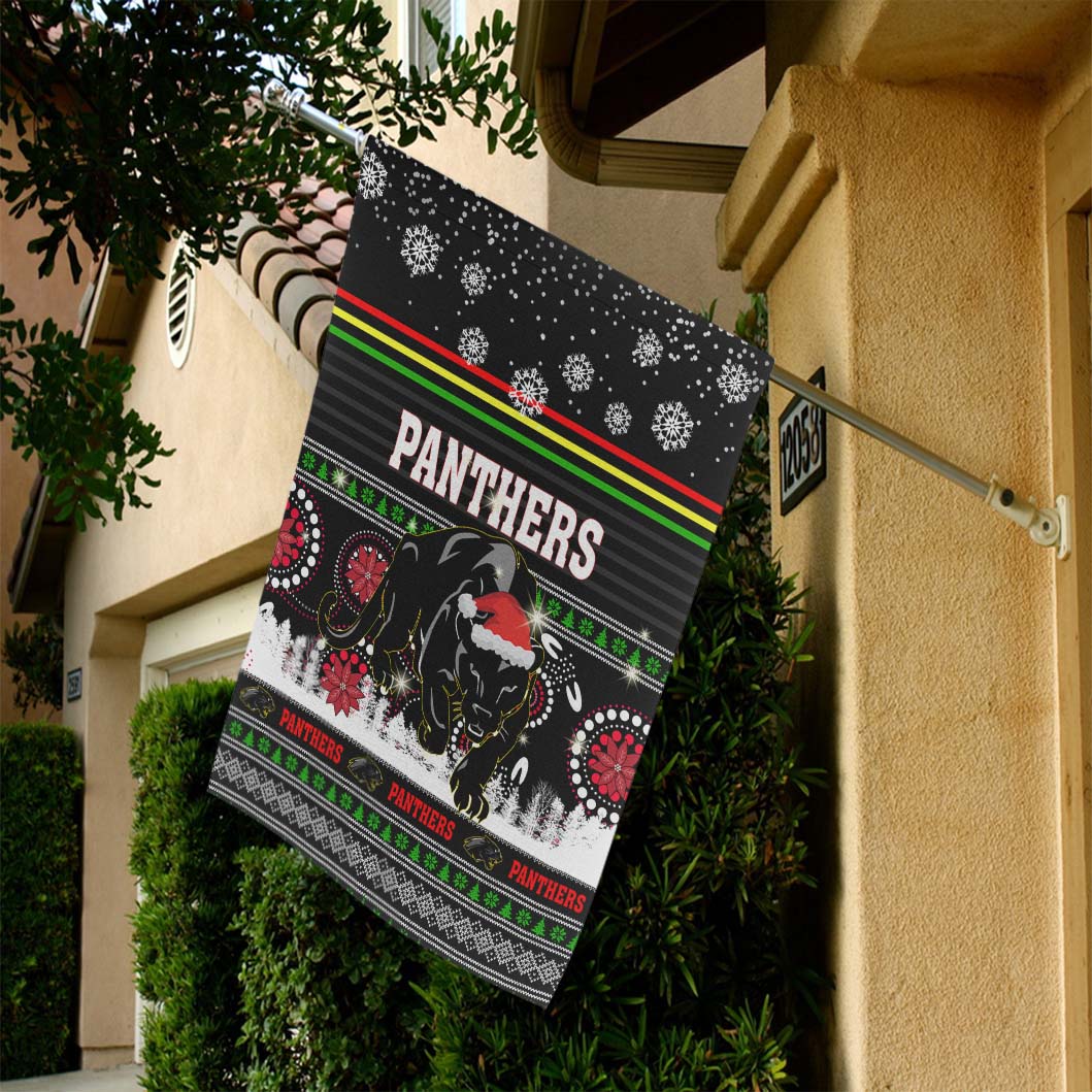 Panthers Rugby Flag - Christmas Panthers Aboriginal and Ugly Style Flag - Vibe Hoodie Shop