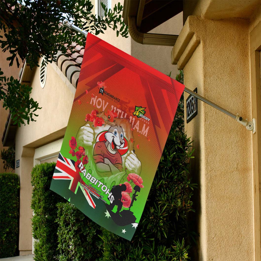 Rabbitohs Rugby Flag - Remembrance Day Rugby Team Poppies Flag - Vibe Hoodie Shop