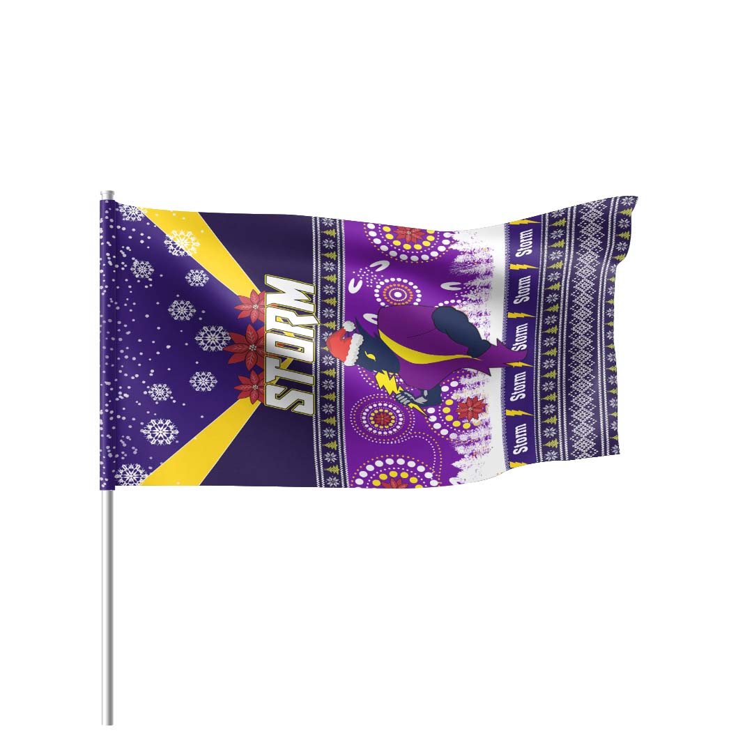 Storm Rugby Flag - Storm Ugly Christmas And Aboriginal Patterns Flag - Vibe Hoodie Shop