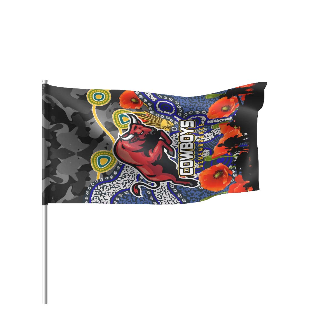 Cowboys Rugby Flag - Anzac Remembrance Aboriginal Cowboys Flag - Vibe Hoodie Shop