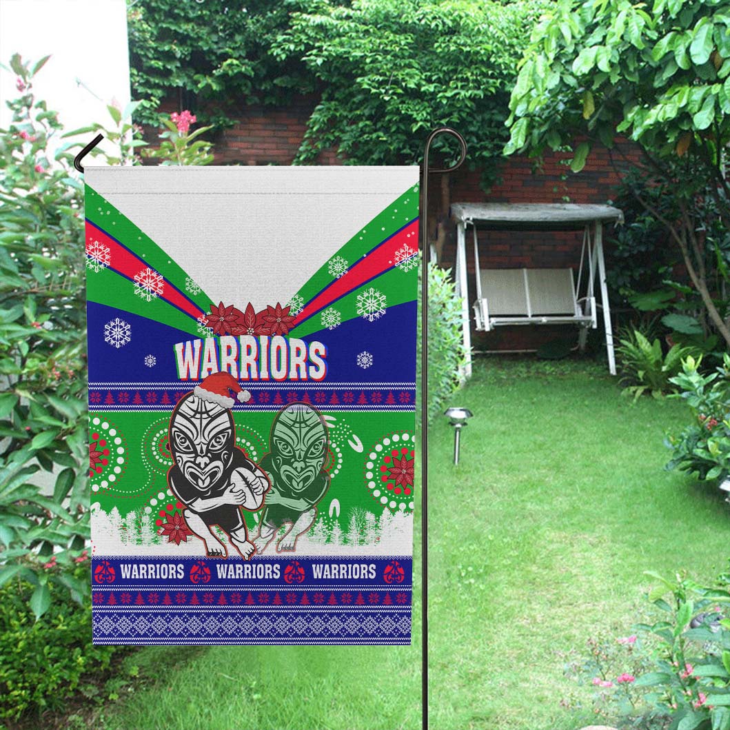 Warriors Rugby Flag - Warriors Ugly Christmas and Aboriginal Patterns Flag - Vibe Hoodie Shop