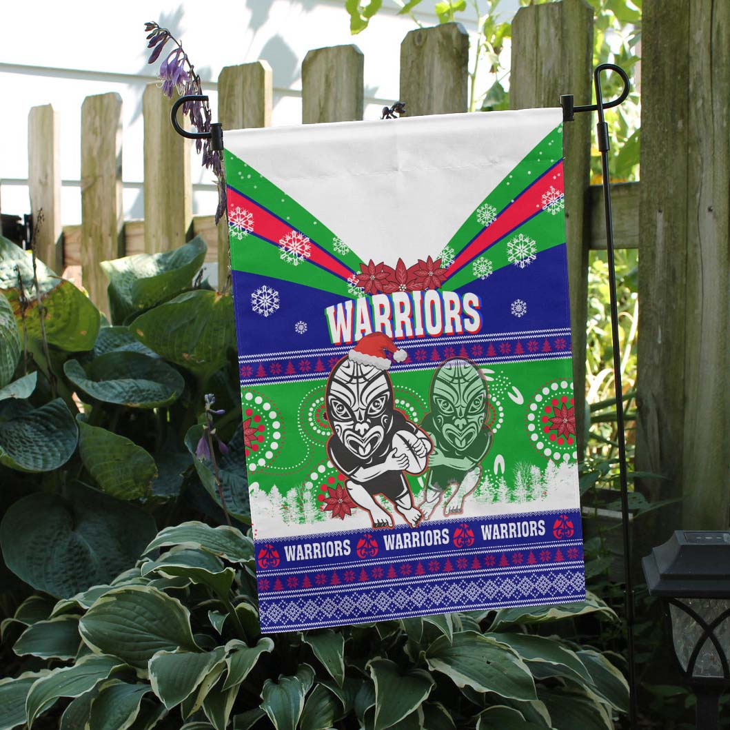 Warriors Rugby Flag - Warriors Ugly Christmas and Aboriginal Patterns Flag - Vibe Hoodie Shop