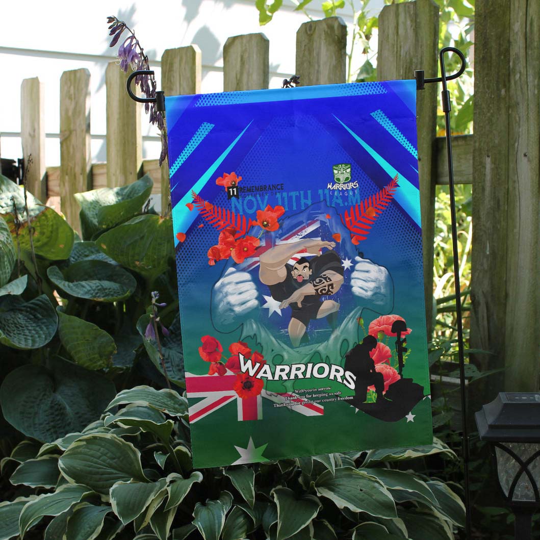 Warriors Rugby Flag - Remembrance Day Rugby Team Poppies Flag - Vibe Hoodie Shop