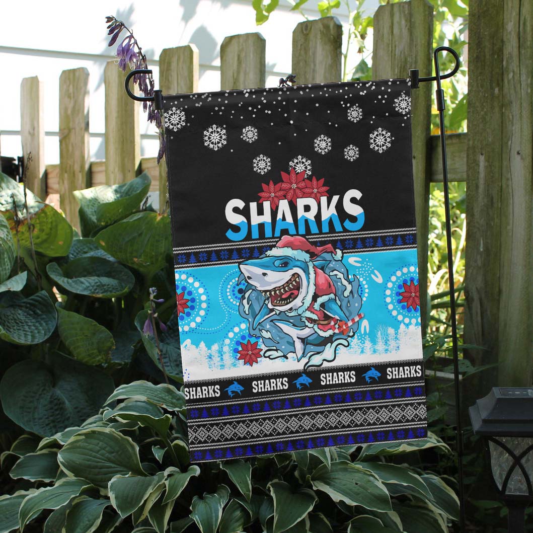 Sharks Rugby Christmas Flag - Sharks Ugly Christmas And Aboriginal Patterns Flag - Vibe Hoodie Shop