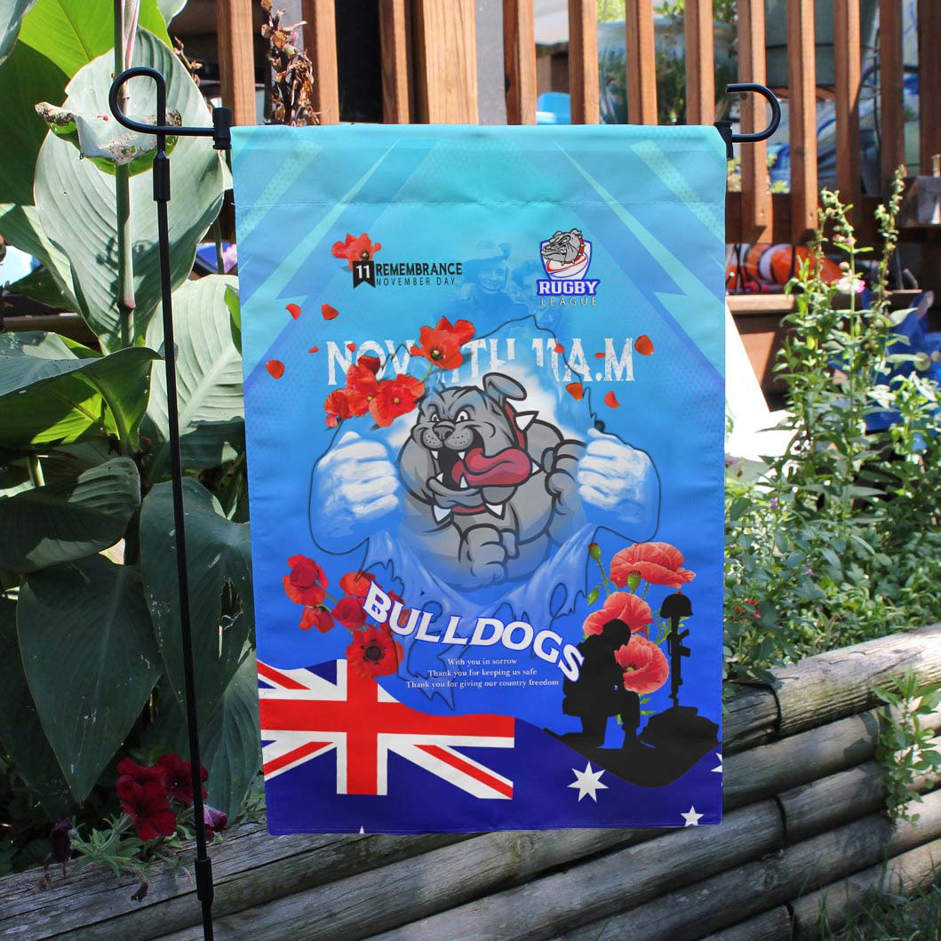 Bulldogs Rugby Flag - Remembrance Day Rugby Team Poppies Flag - Vibe Hoodie Shop