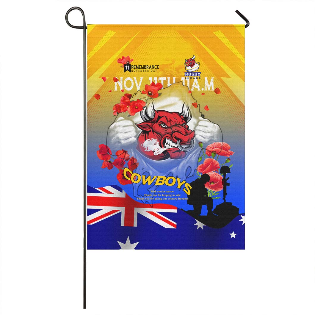 Cowboys Rugby Flag - Remembrance Day Rugby Team Poppies Flag - Vibe Hoodie Shop