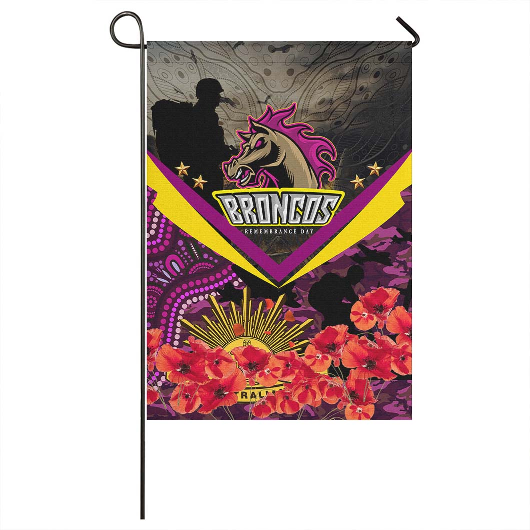 Broncos Rugby Flag - Anzac Day Broncos Aboriginal with Poppies Flower Flag - Vibe Hoodie Shop