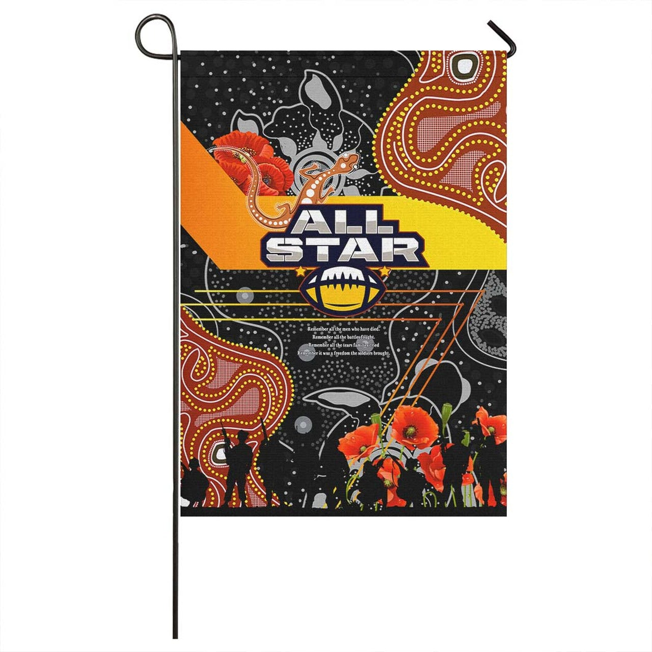 All Stars Rugby ANZAC Aboriginal Flag - All Stars with ANZAC Day with Poppy Flower Flag LT10 - Vibe Hoodie Shop