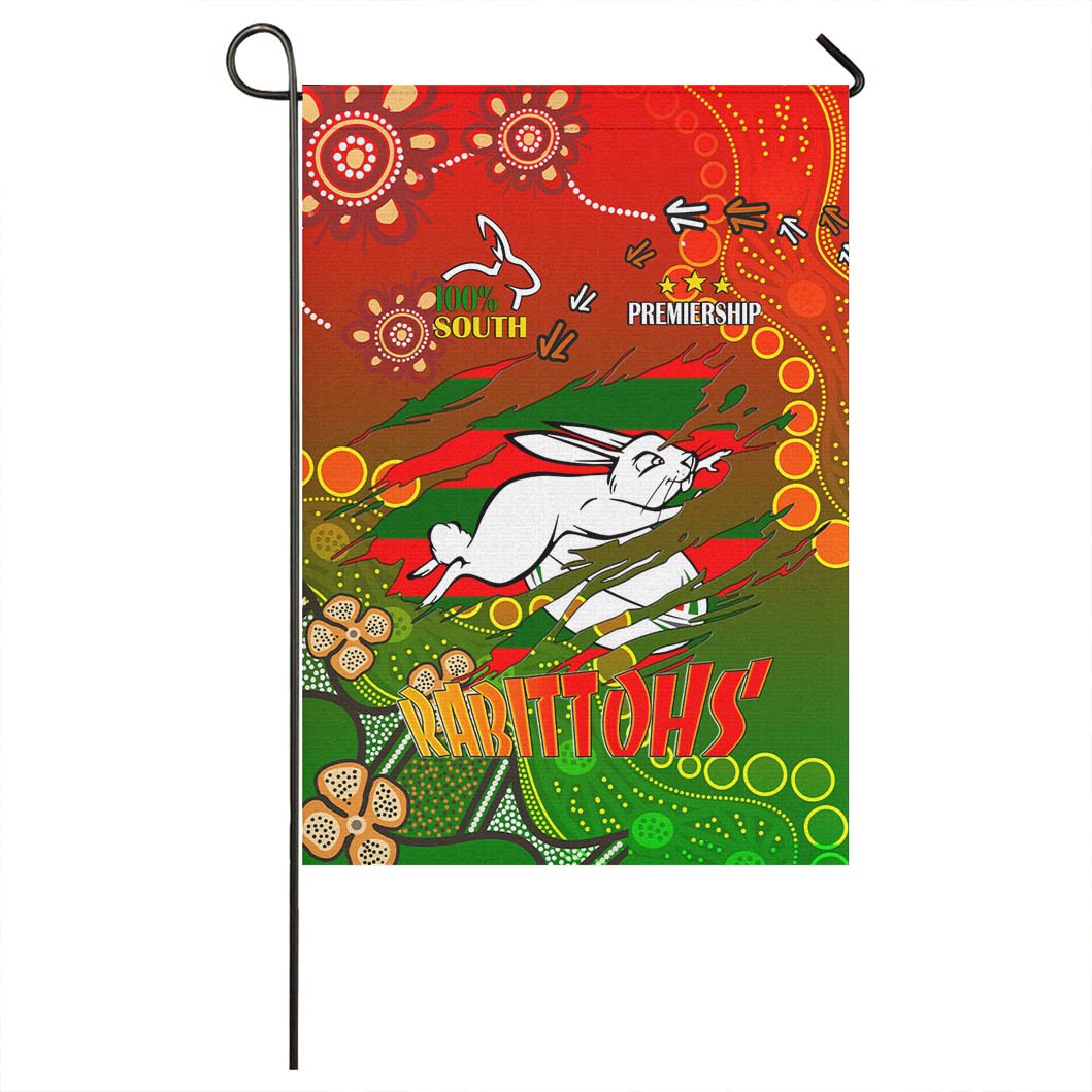 Rabbitohs Rugby Flag - 100 South Rabbitohs Premiership Rugby with Aboriginal Flag - Vibe Hoodie Shop