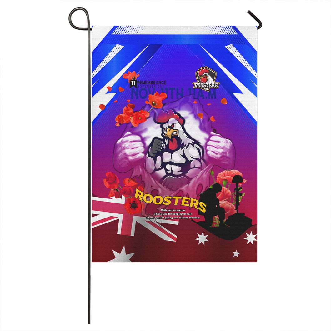 Roosters Rugby Flag - Remembrance Day Rugby Team Poppies Flag - Vibe Hoodie Shop