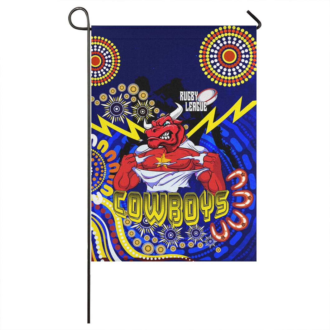 Cowboys Rugby Flag - Aboriginal Dot Painting Flag - Vibe Hoodie Shop