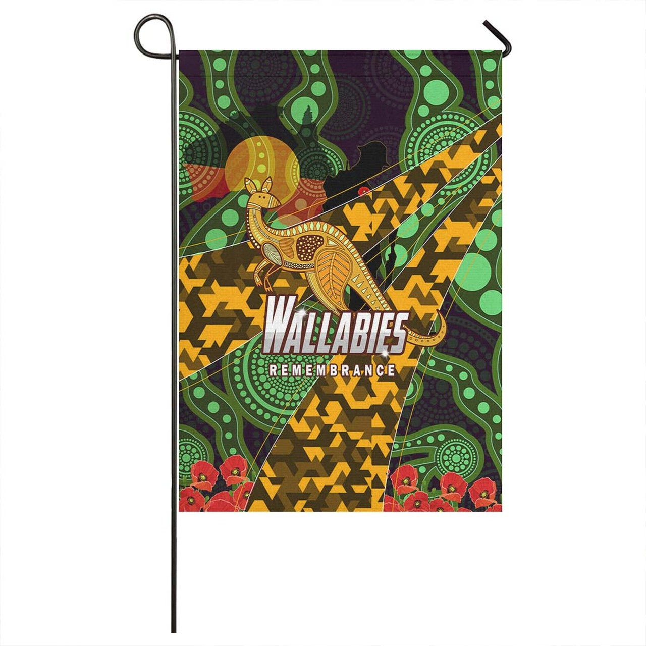 Wallabies Rugby Flag - ANZAC Day Aboriginal Wallabies Kangaroo Flag LT10 - Vibe Hoodie Shop