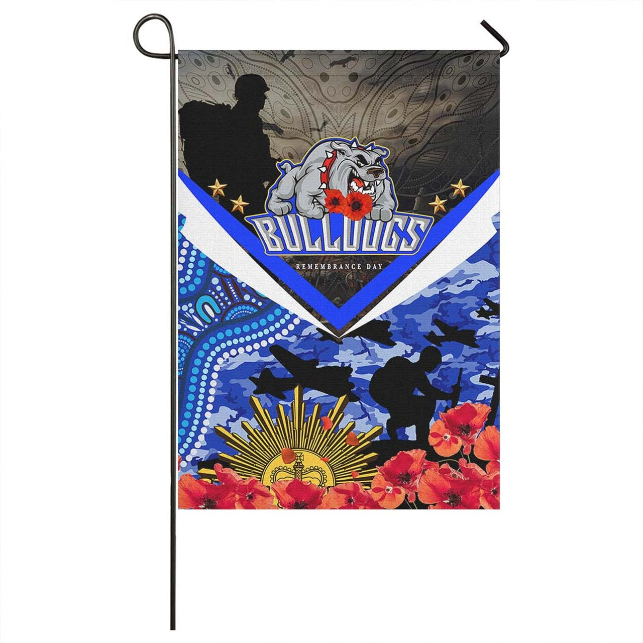 Bulldogs Rugby ANZAC Aboriginal Flag - Poppy Flower Remembrance Day Flag LT10 - Vibe Hoodie Shop