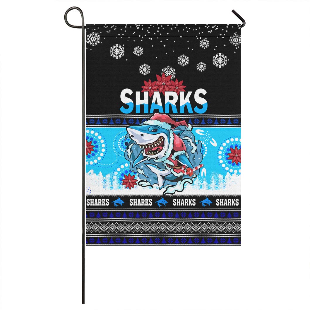 Sharks Rugby Christmas Flag - Sharks Ugly Christmas And Aboriginal Patterns Flag - Vibe Hoodie Shop