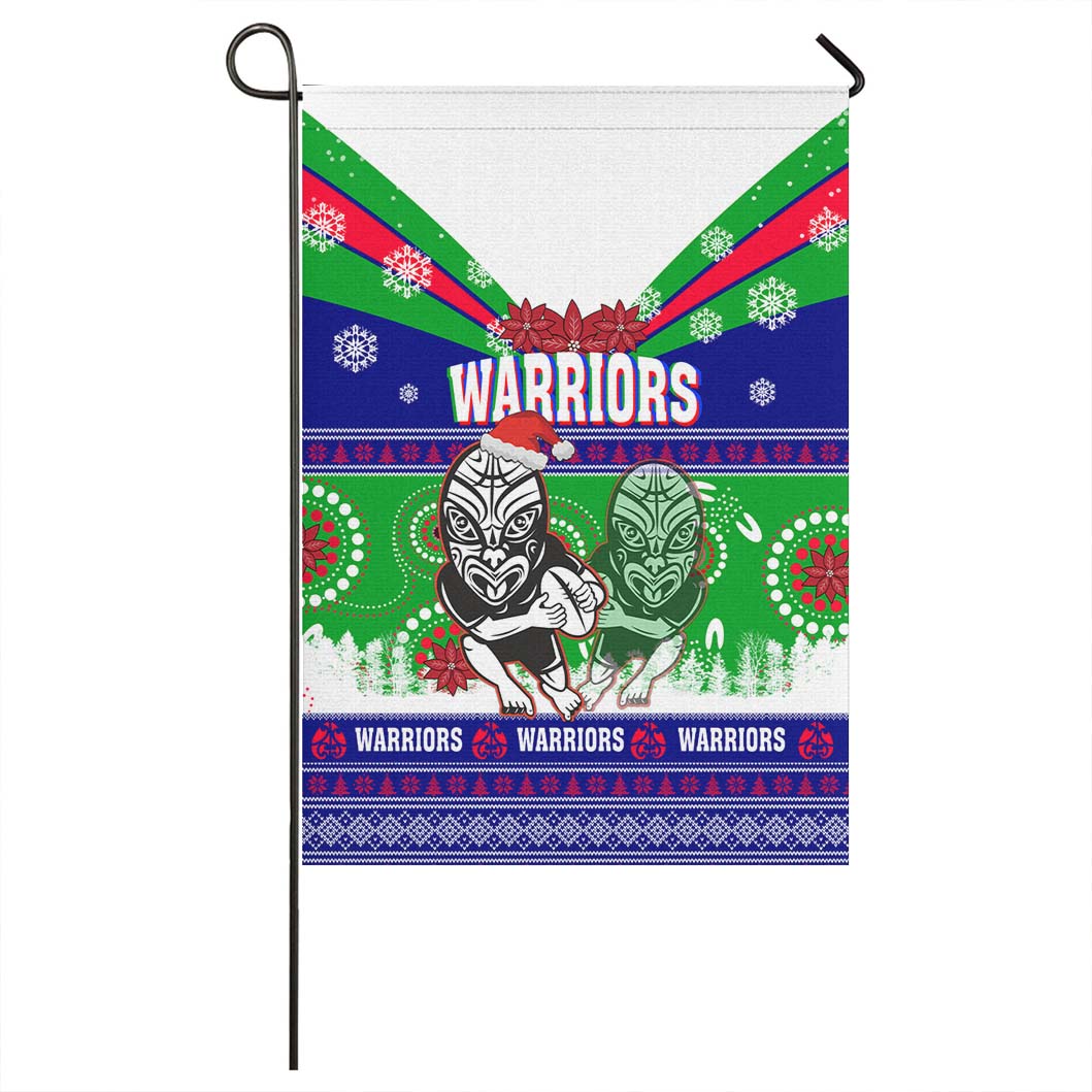 Warriors Rugby Flag - Warriors Ugly Christmas and Aboriginal Patterns Flag - Vibe Hoodie Shop