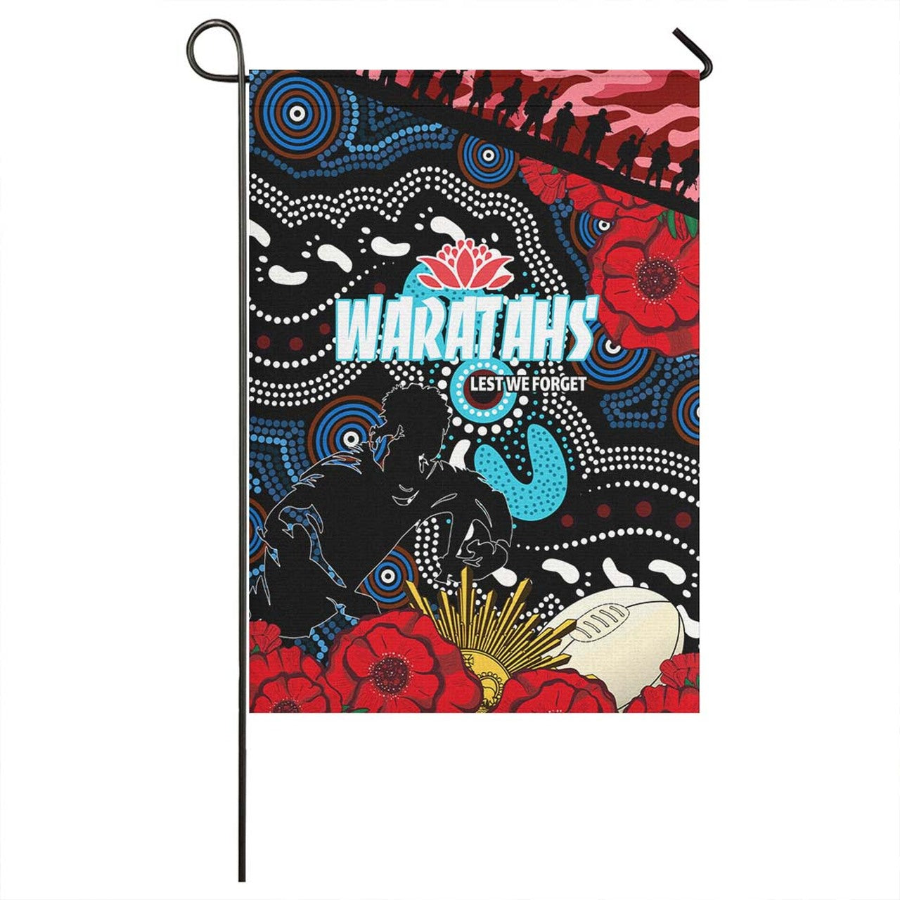 Waratahs Rugby Flag - Indigenous Waratahs ANZAC Day Aboriginal Flag LT10 - Vibe Hoodie Shop