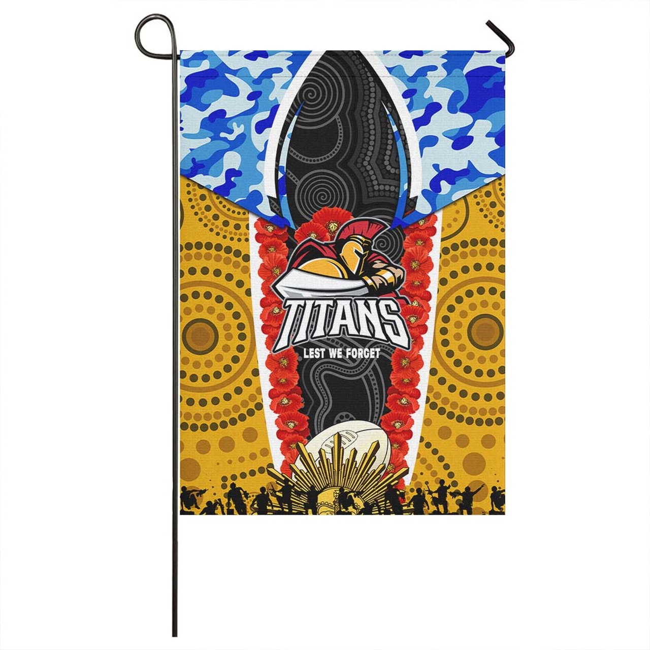 Titans Rugby ANZAC Aboriginal Flag - Titans with Poppy Watercolor Flower Flag LT10 - Vibe Hoodie Shop