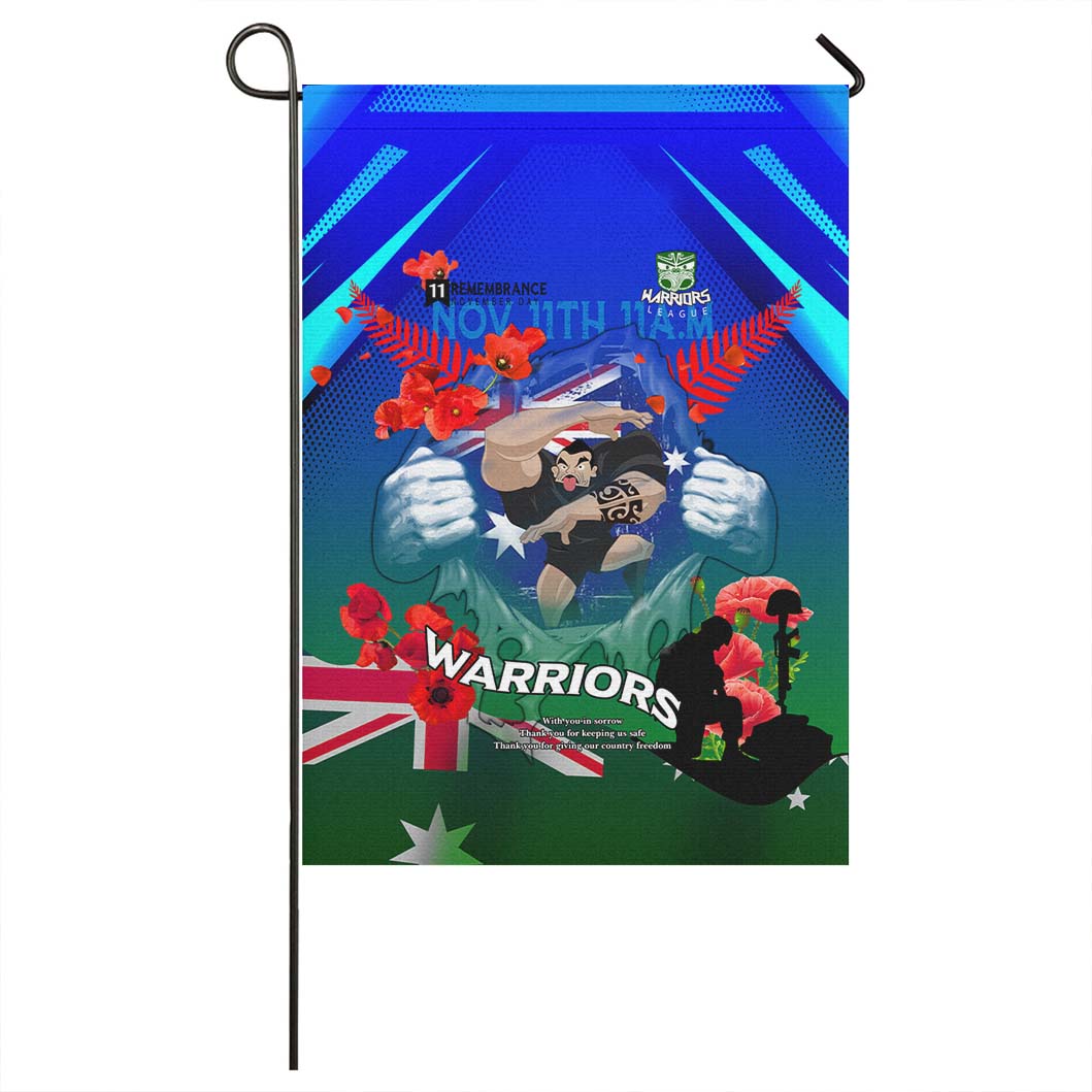 Warriors Rugby Flag - Remembrance Day Rugby Team Poppies Flag - Vibe Hoodie Shop