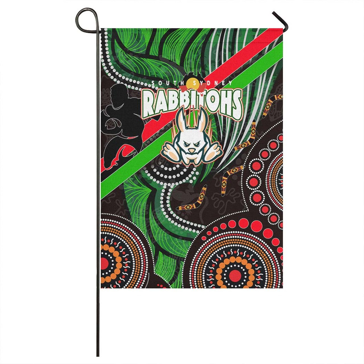 Rabbitohs Rugby ANZAC Aboriginal Flag - Rabittohs Remembrance Day with Poppy Flower Flag LT10 - Vibe Hoodie Shop