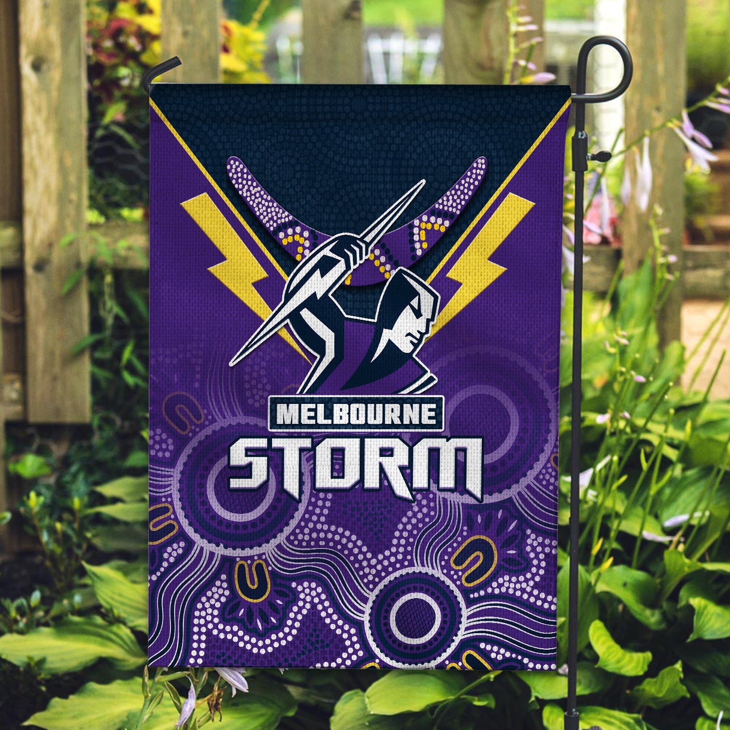 Melbourne Storm Rugby Flag Indigenous Boomerang Gradient Style - Vibe Hoodie Shop