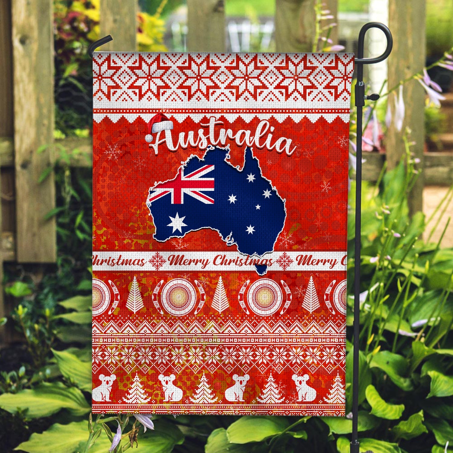 (Custom Personalised) Australia Flag Australian Map Aboriginal Painting Merry Christmas - Vibe Hoodie Shop