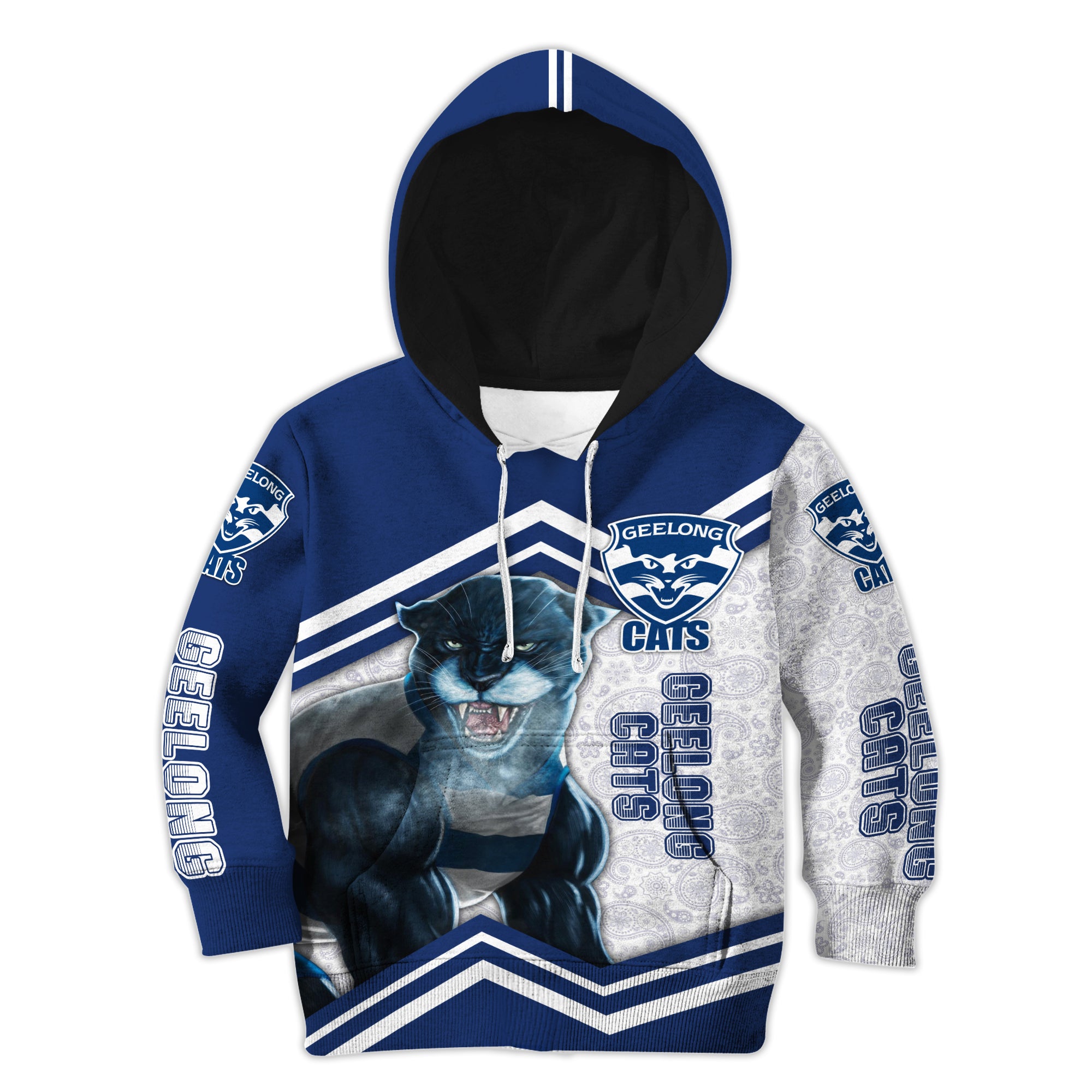 Personalized Custom 3d Hoodie KID Geelong Football Club AFL Mascot RLT7 - Vibe Hoodie Shop