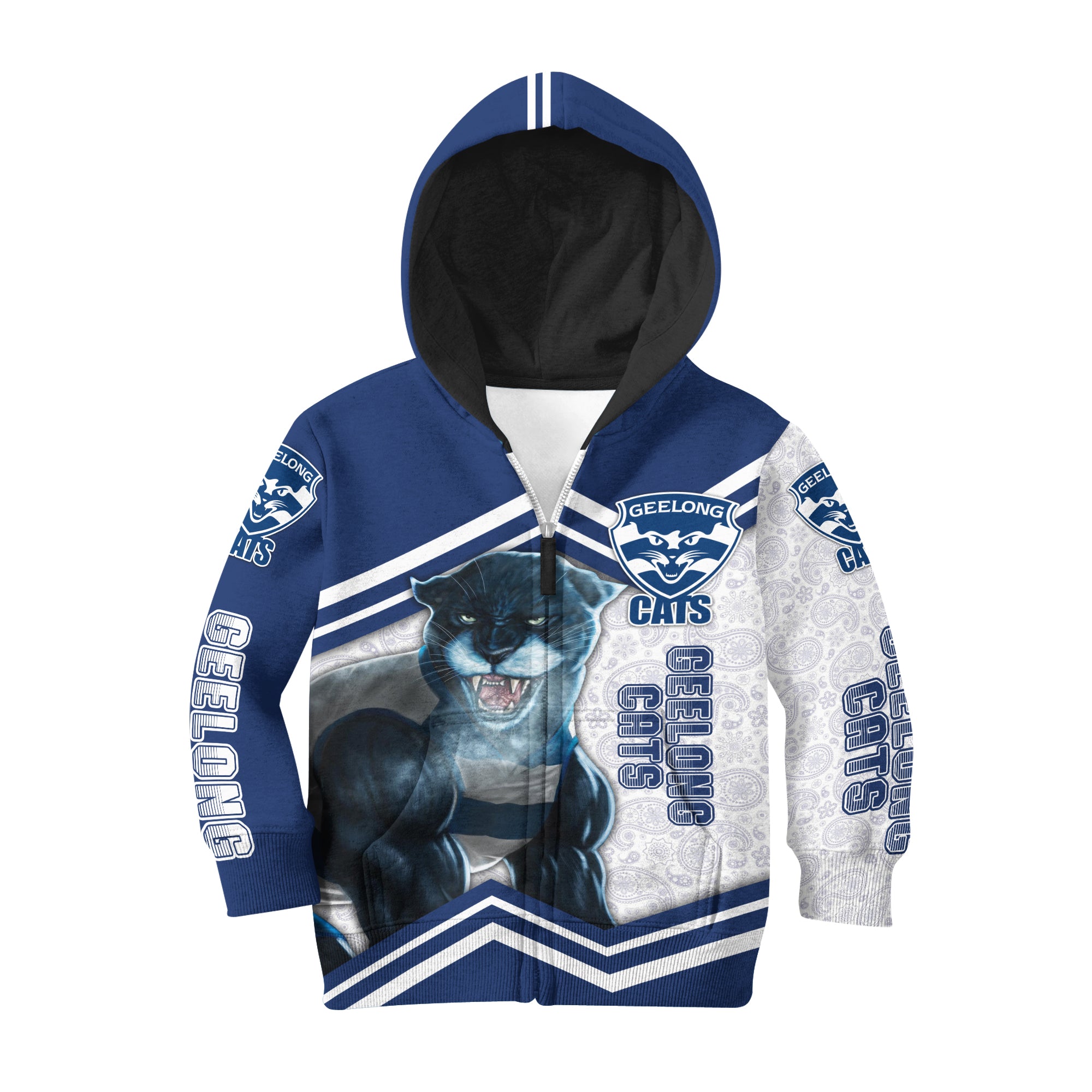 Personalized Custom 3d Hoodie KID Geelong Football Club AFL Mascot RLT7 - Vibe Hoodie Shop