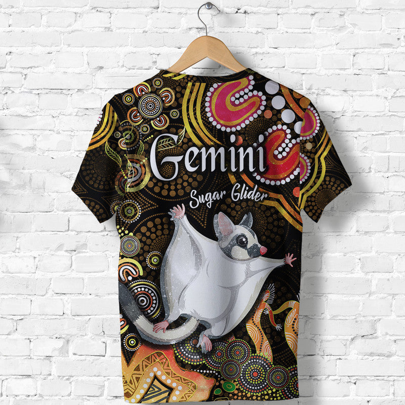 Australian Astrology T Shirt Gemini Sugar Glider Zodiac Aboriginal Vibes - Gold - Vibe Hoodie Shop