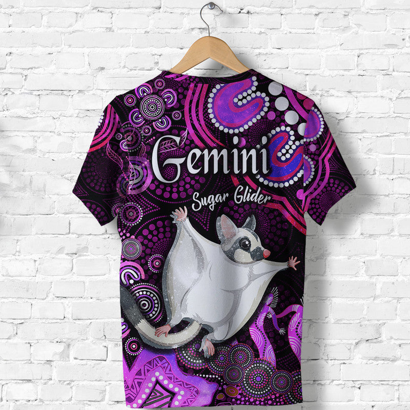 Australian Astrology T Shirt Gemini Sugar Glider Zodiac Aboriginal Vibes - Pink - Vibe Hoodie Shop