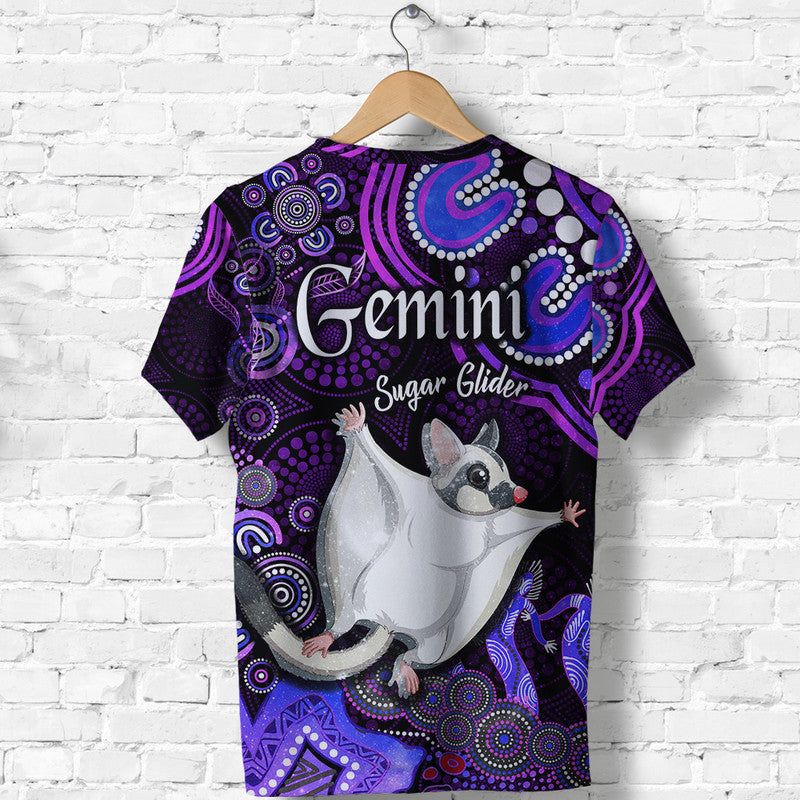 Australian Astrology T Shirt Gemini Sugar Glider Zodiac Aboriginal Vibes - Purple - Vibe Hoodie Shop