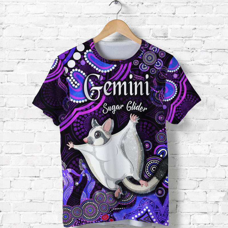 Australian Astrology T Shirt Gemini Sugar Glider Zodiac Aboriginal Vibes - Purple - Vibe Hoodie Shop