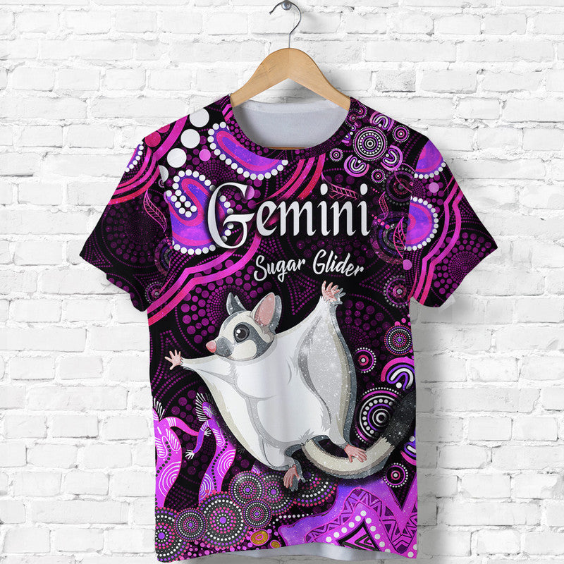 (Custom Personalised) Australian Astrology T Shirt Gemini Sugar Glider Zodiac Aboriginal Vibes - Pink - Vibe Hoodie Shop