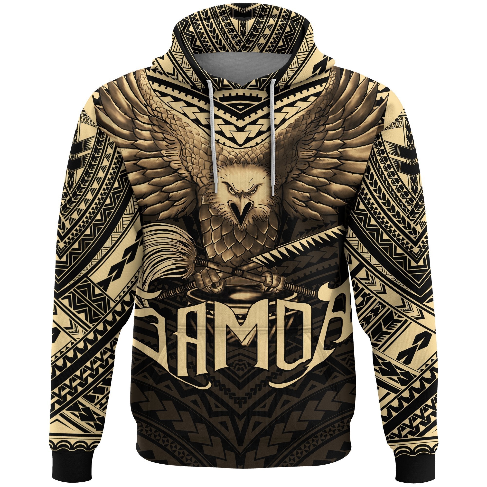 American Samoa Hoodie Eagle Tattoo Style Gold - Vibe Hoodie Shop