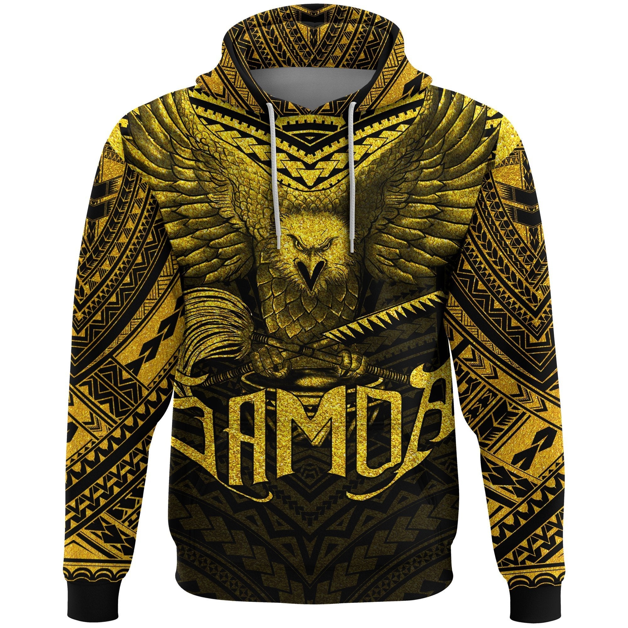 American Samoa Hoodie Eagle Tattoo Style Golden - Vibe Hoodie Shop