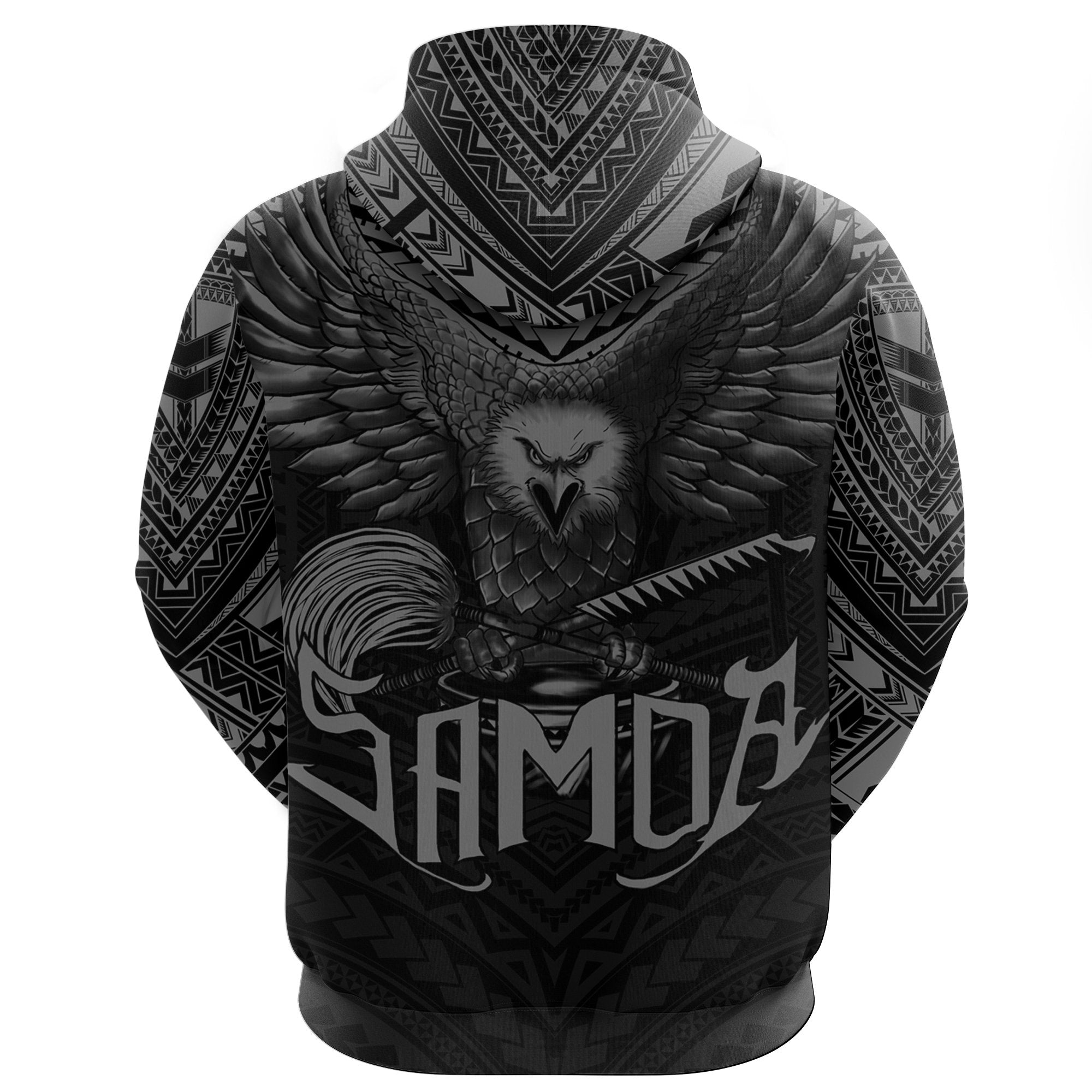 American Samoa Hoodie Eagle Tattoo Style Gray - Vibe Hoodie Shop