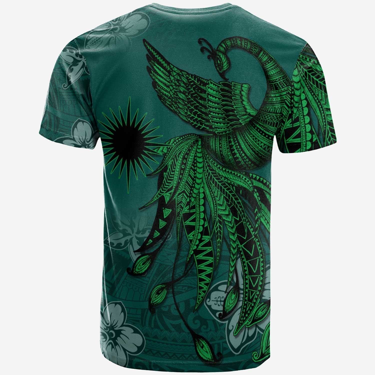 Marshall Islands Custom Personalised T shirt - Polynesian Phoenix Bird, Fairytales Bird Green - Vibe Hoodie Shop