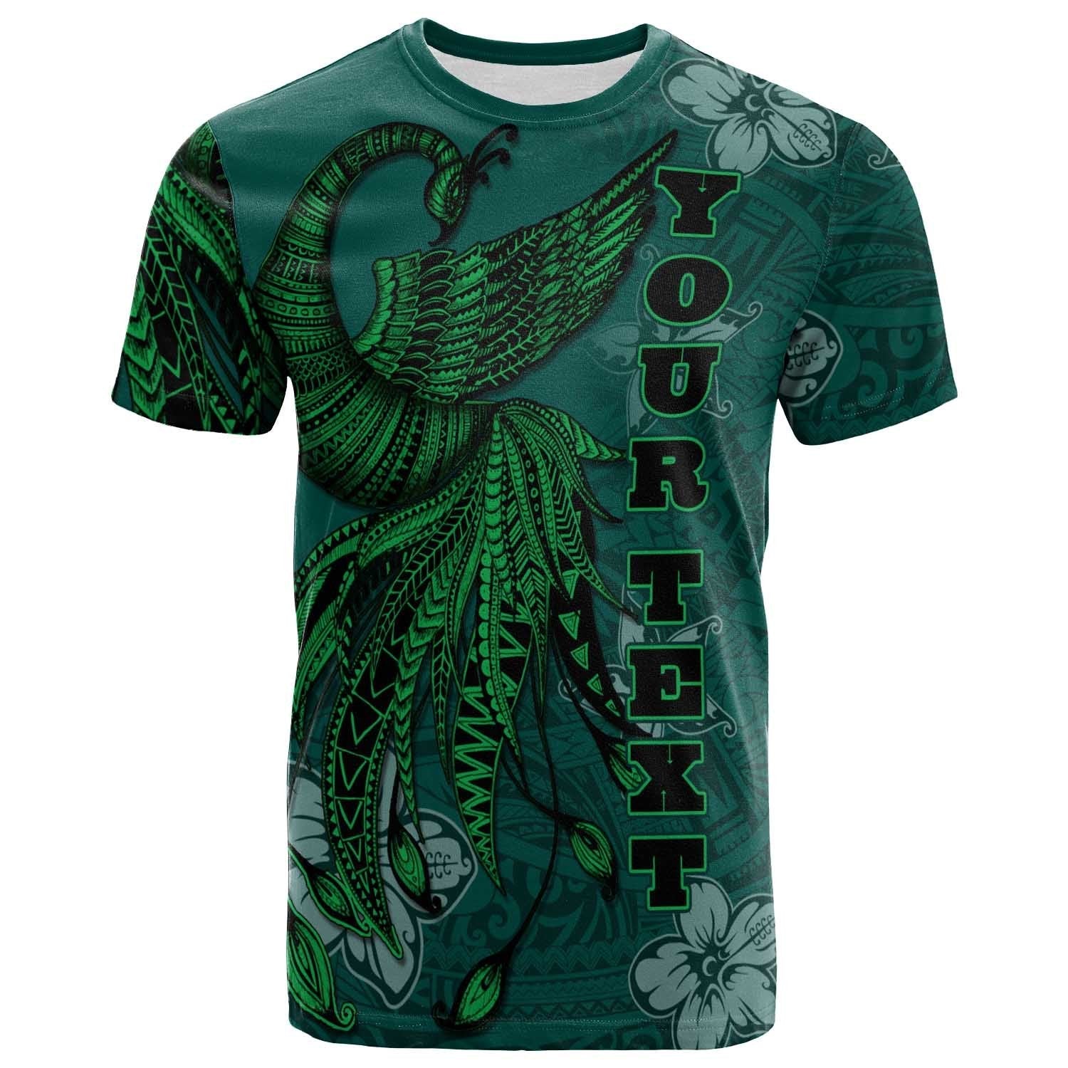 Tokelau Custom Personalised T shirt - Polynesian Phoenix Bird, Fairytales Bird Green - Vibe Hoodie Shop