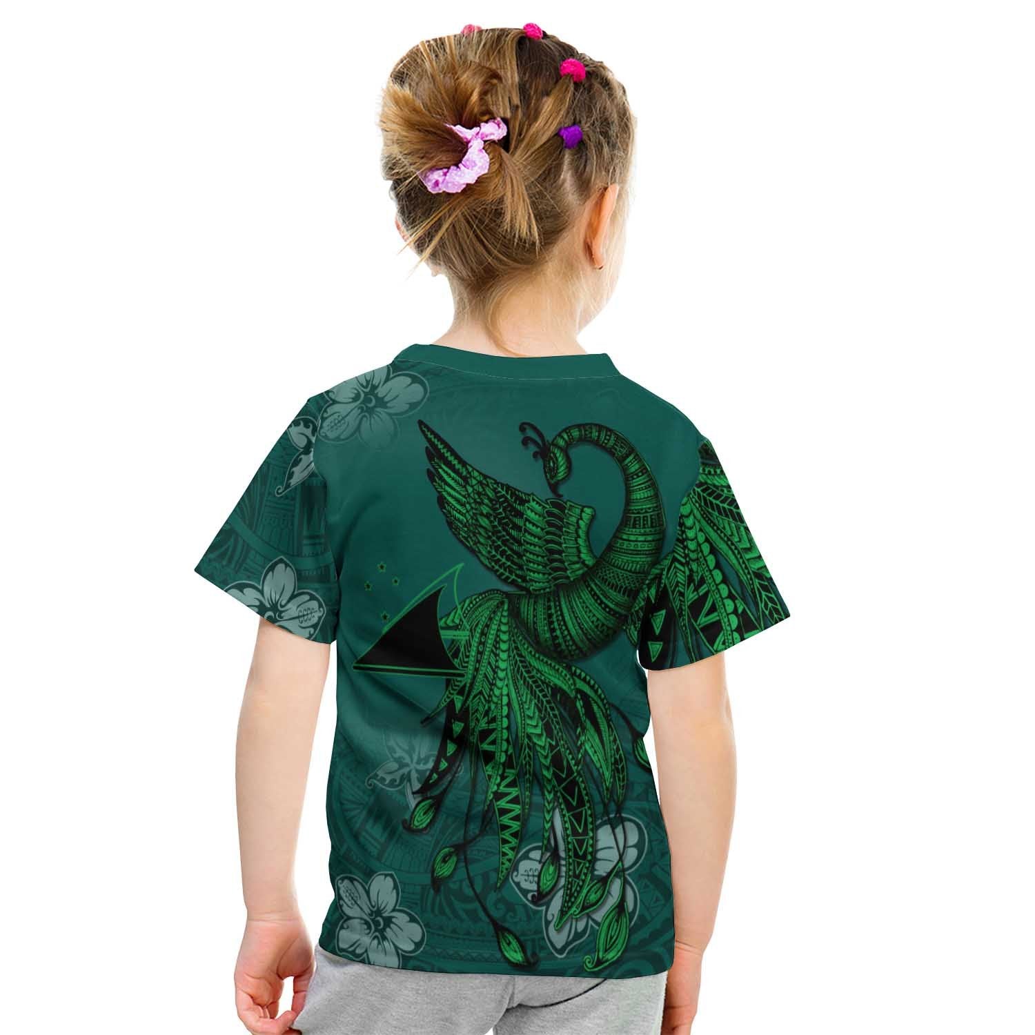 Tokelau Custom Personalised T shirt - Polynesian Phoenix Bird, Fairytales Bird Green - Vibe Hoodie Shop