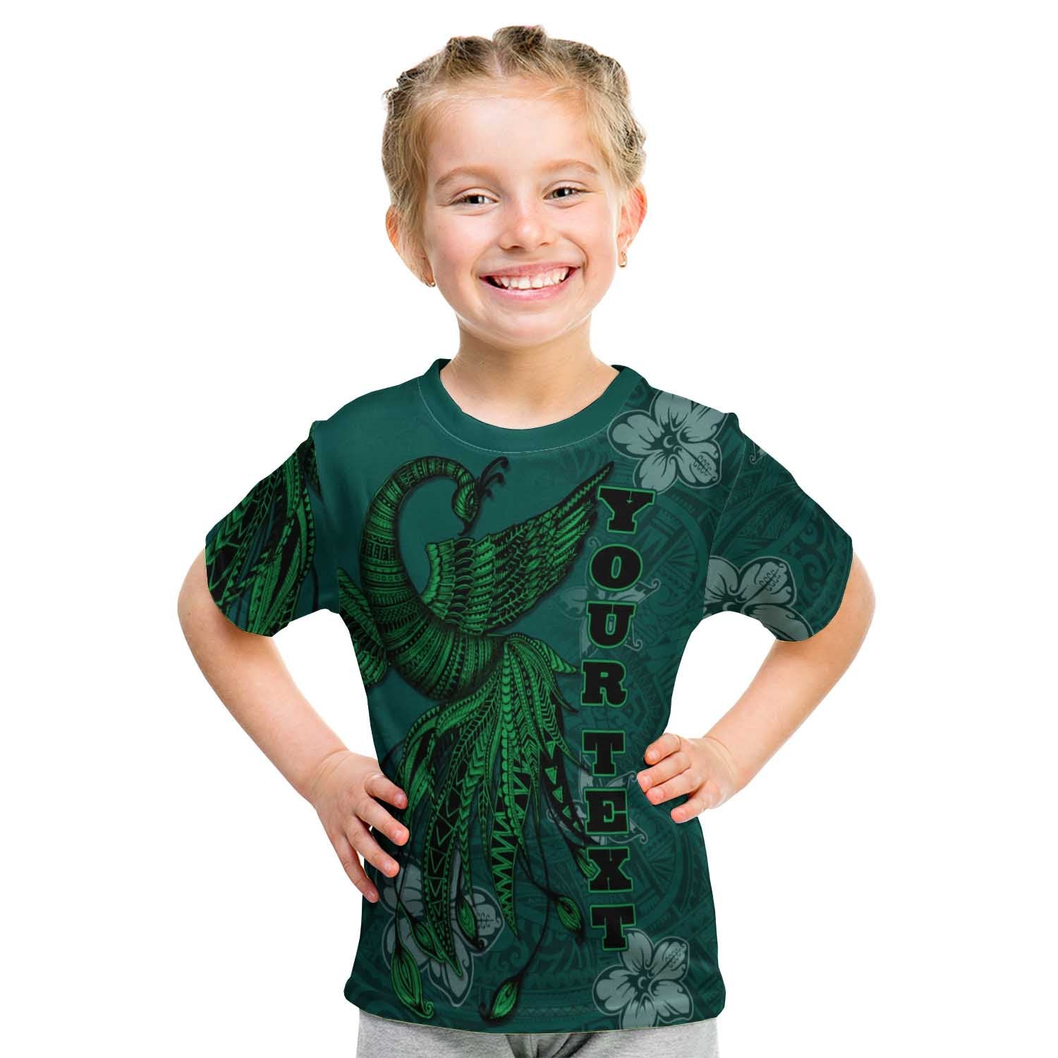 Tokelau Custom Personalised T shirt - Polynesian Phoenix Bird, Fairytales Bird Green - Vibe Hoodie Shop