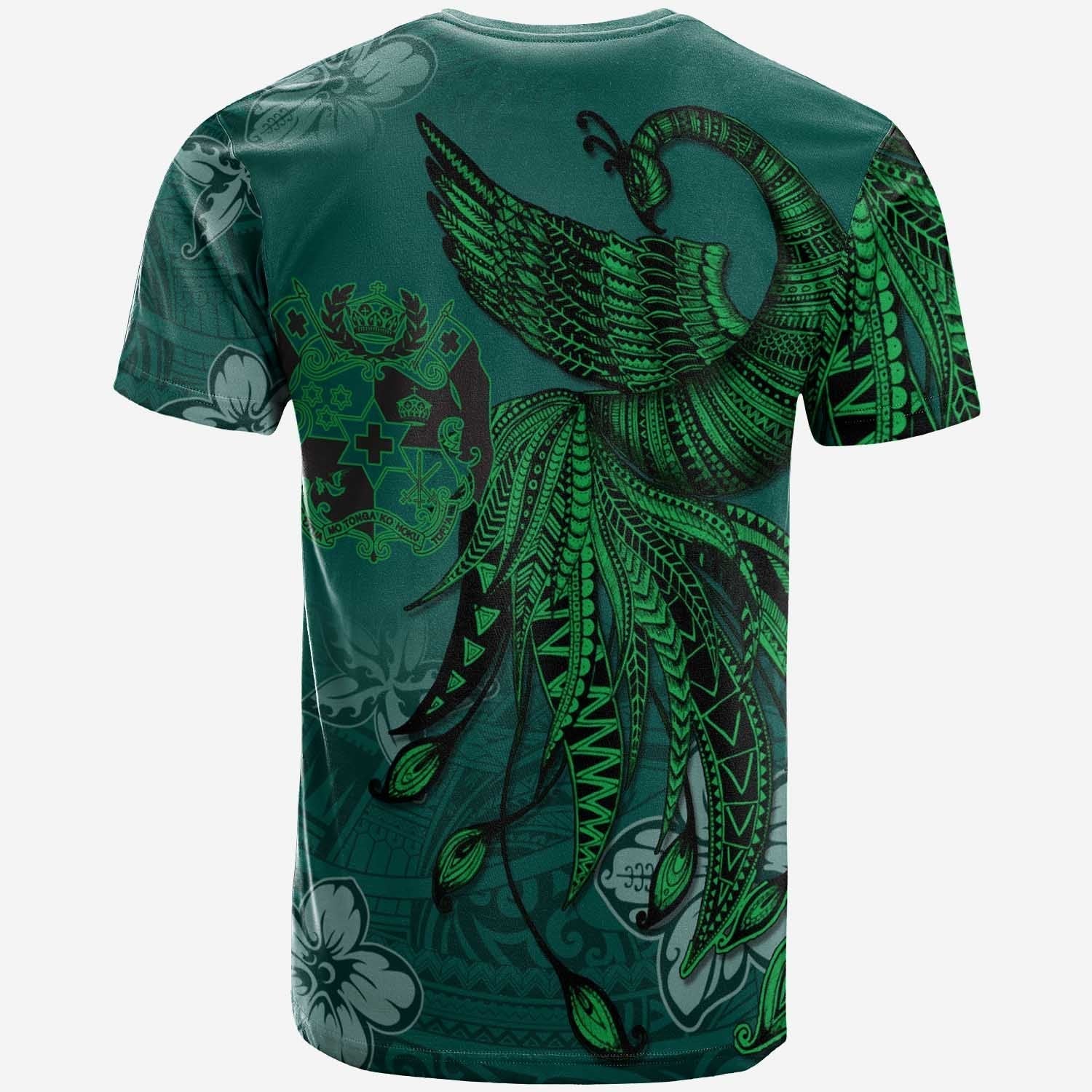 Tonga Custom Personalised T shirt - Polynesian Phoenix Bird, Fairytales Bird Green - Vibe Hoodie Shop