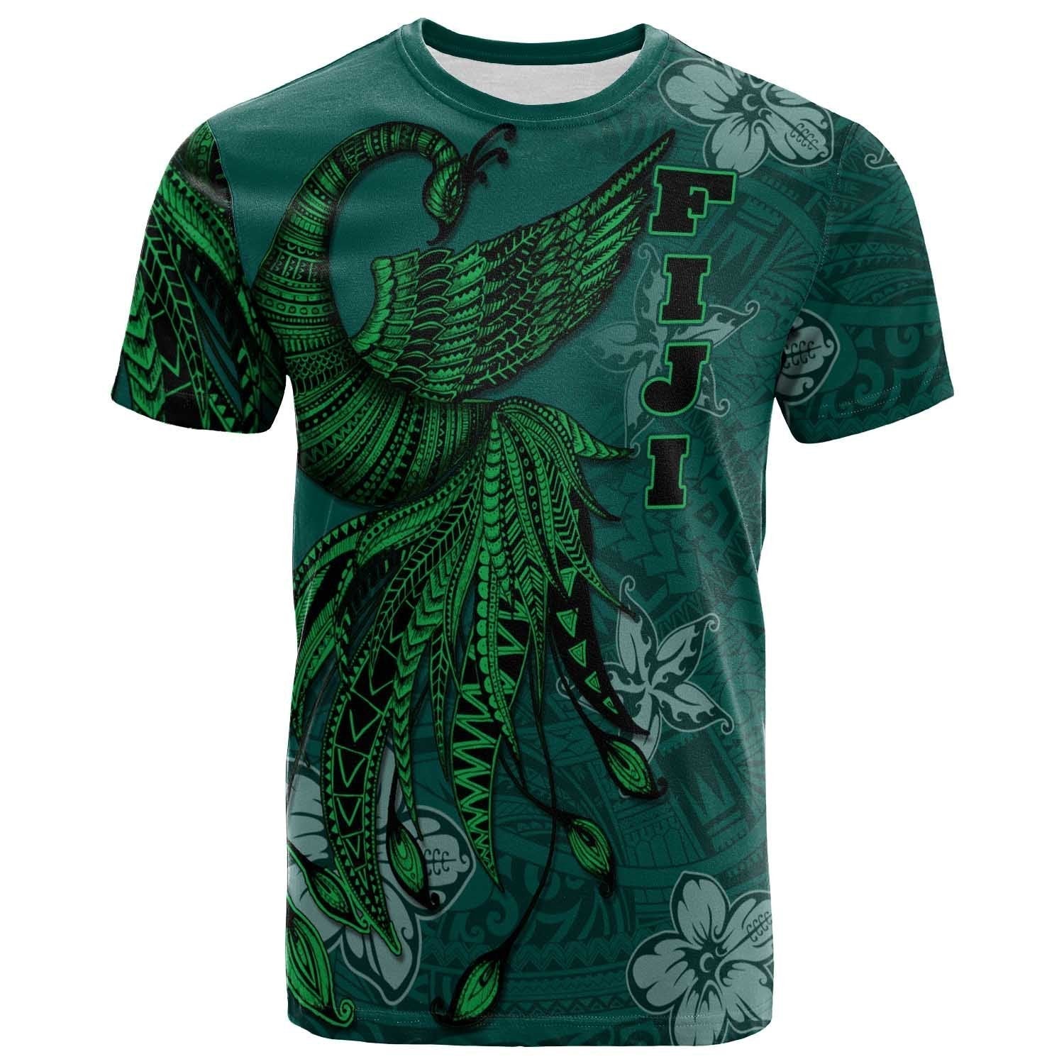 Fiji T shirt - Polynesian Phoenix Bird, Fairytales Bird Green - Vibe Hoodie Shop